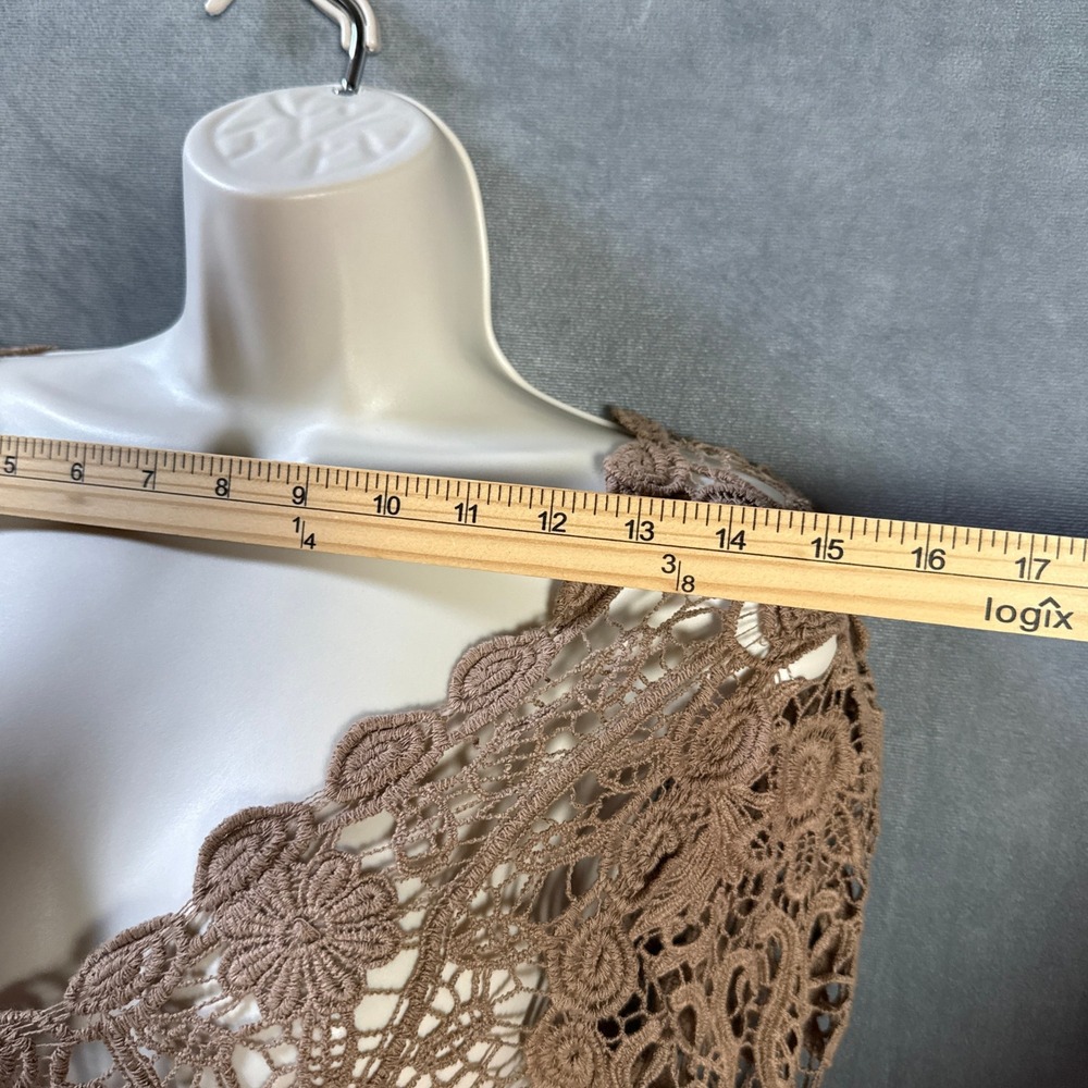 Ryu Crochet Lace Tiered Dress Cardigan Brown S/M NWT Y2K Fairycore Boho Festiva - Picture 5 of 16
